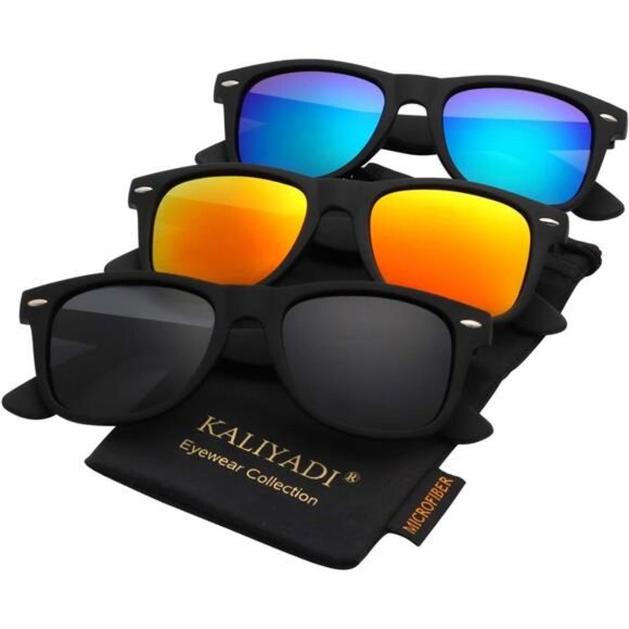 Polarized Sunglasses Matte Finish Sun glasses Mirror Lens UV Blocking (3 Pack) - Picture 1 of 7